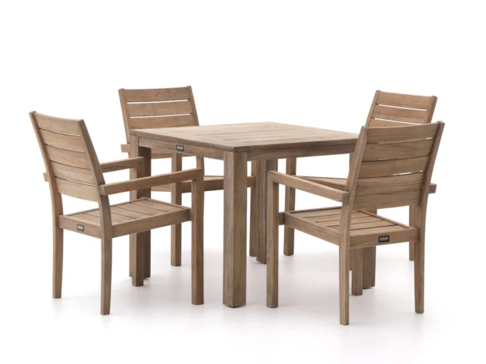 ROUGH Furniture ROUGH-S dining tuinset 90cm 5-delig stapelbaar - Bruin