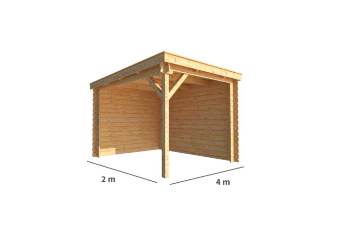 Warentuin collection Overkapping Els-Josephine 400 cm bij 200 cm diep lessenaarsdak – bruin