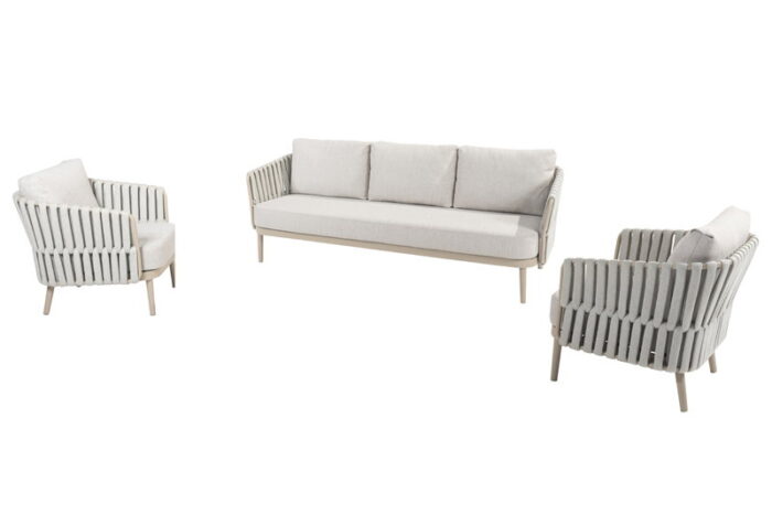 Taste Eva loungeset 3-zit lounge bank met 2x lounge stoel – bruin