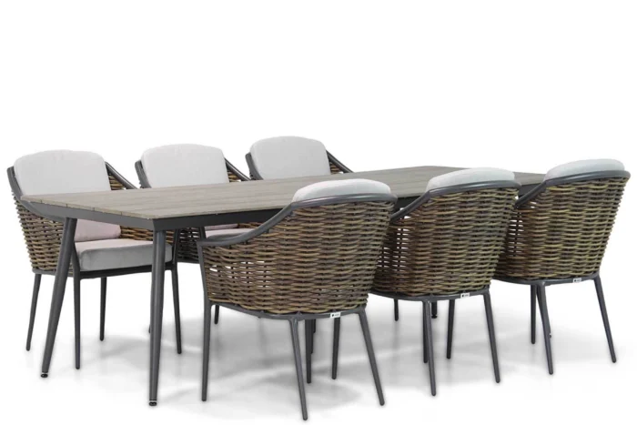 Coco Olivine/Matale 240 cm dining tuinset 7-delig - Grijs-antraciet