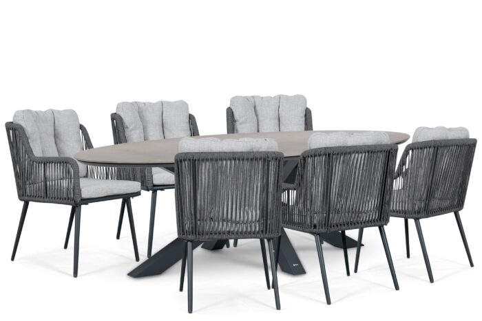 Lifestyle Garden Furniture Tivoli/Lunea 240×120 cm dining tuinset 7-delig – Grijs-antraciet