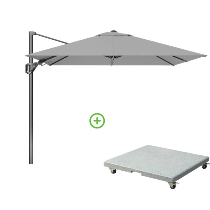 Platinum Voyager T² zweefparasol | 270x270cm met Rocca parasolvoet 90kg | Light Grey – Lichtgrijs