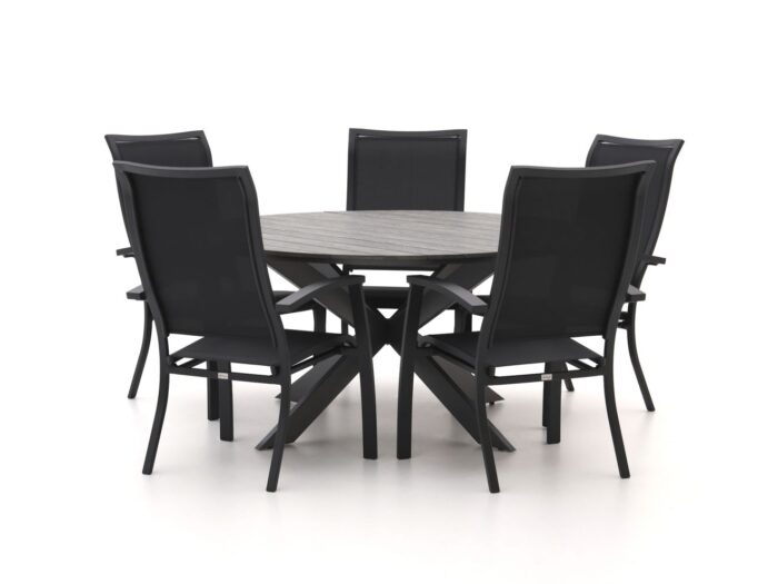 Bellagio tuinmeubelen Bellagio Lugo/Fidenza ø 149cm dining tuinset 6-delig stapelbaar Laagste prijsgarantie! – Zwart