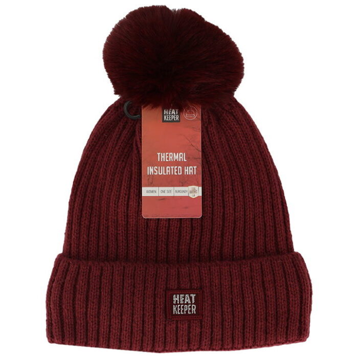 Heat keeper Ladies Thermal Hat Pompon Burgundy One Size – rood