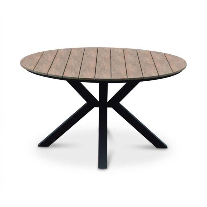 LUX outdoor living Cervo dining tuintafel 5 personen | polywood + aluminium | bruin | 144cm rond