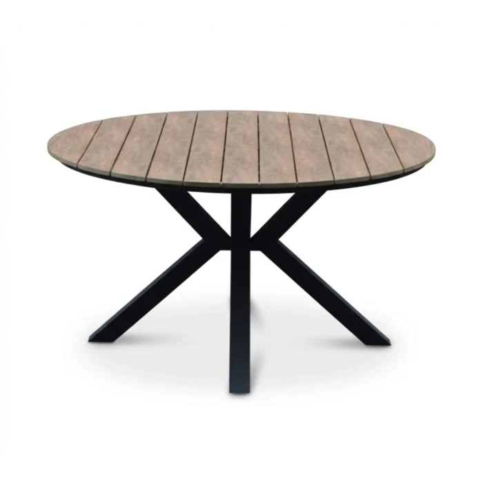 LUX outdoor living Cervo dining tuintafel 5 personen | polywood + aluminium | bruin | 144cm rond