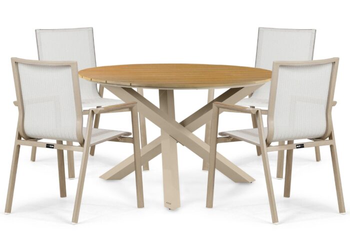 Lifestyle Garden Furniture Fiora/Ancona 125 cm dining tuinset 5-delig – Zand/Beige