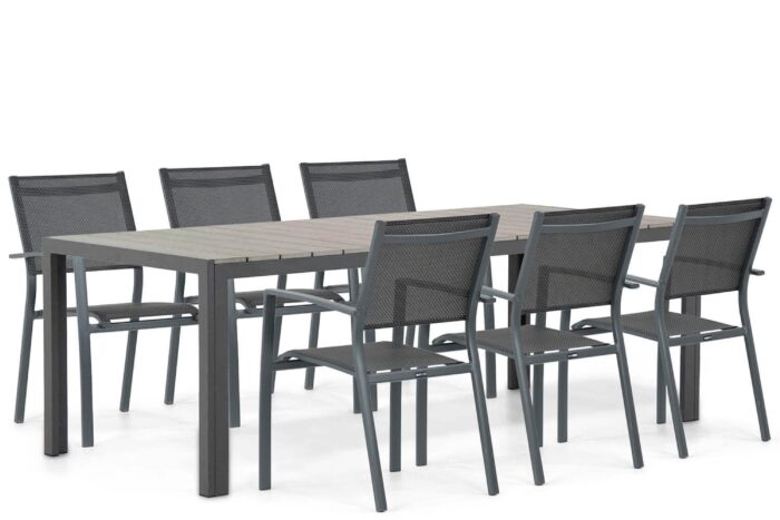 Lifestyle Garden Furniture Sella/Young 217 cm dining tuinset 7-delig – Grijs-antraciet