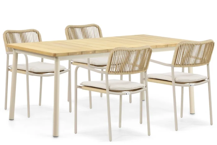 Coco Penya/Milou 180 cm dining tuinset 5-delig - Taupe-naturel-bruin