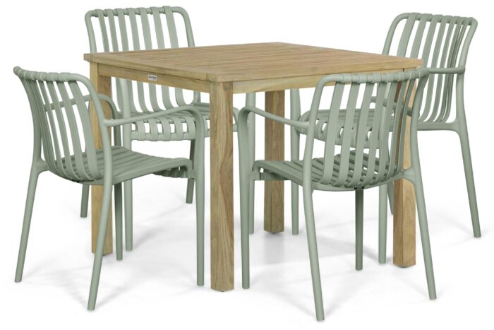 Domani Furniture Alba/Weston 90×90 cm dining tuinset 5-delig – Groen