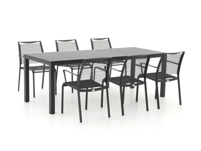 Apple Bee Hawaii/Menzano 220cm dining tuinset 7-delig stapelbaar - Grijs