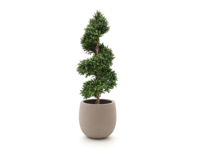 Designplants/Luca Lifestyle Buxus spiraal kunstboom (h:140cm) met Terreno Tall Balloon bloempot Laagste prijsgarantie! – Groen