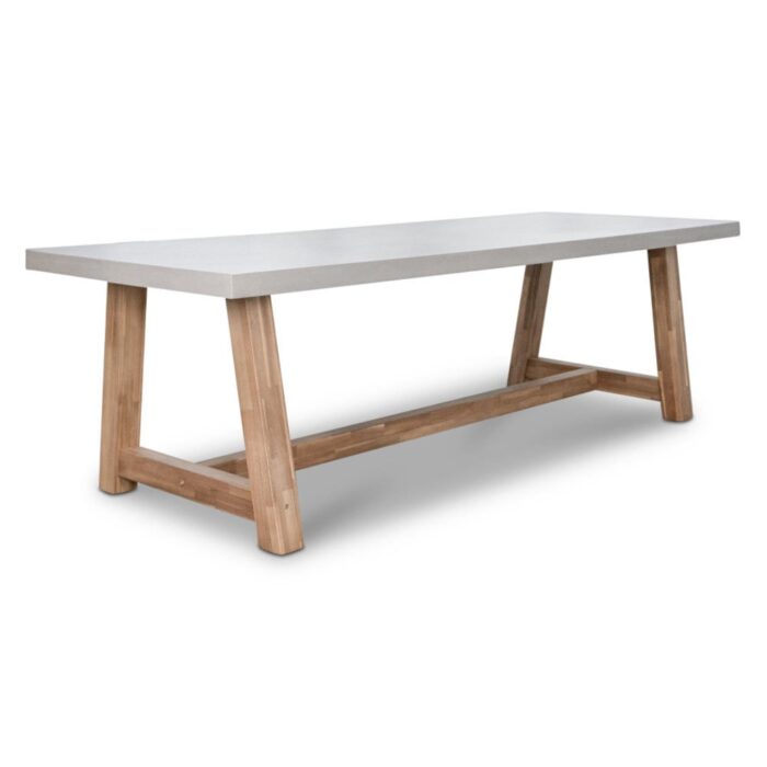 BUITEN living Veltis dining tuintafel 6 personen | polystone + hardhout | betonlook | 250cm – Light Teak, Betonlook
