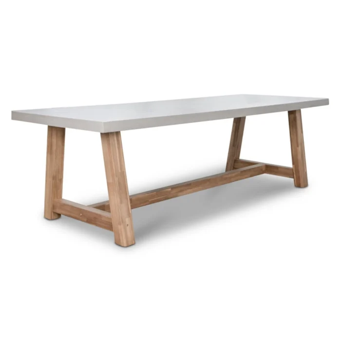 BUITEN living Veltis dining tuintafel 6 personen | polystone + hardhout | betonlook | 250cm - Light Teak, Betonlook