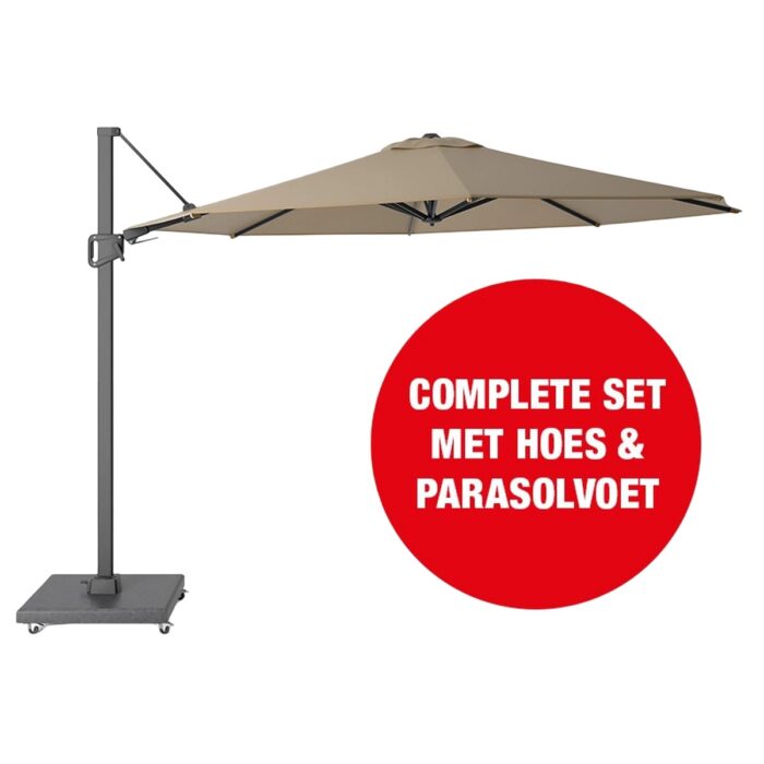 Buitengewoon de boet Halifax Zweefparasol Set dia350 cm Taupe