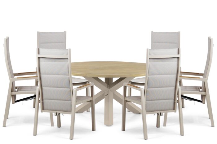 Lifestyle Garden Furniture Essence/Rockville 160 cm dining tuinset 7-delig - Taupe-naturel-bruin