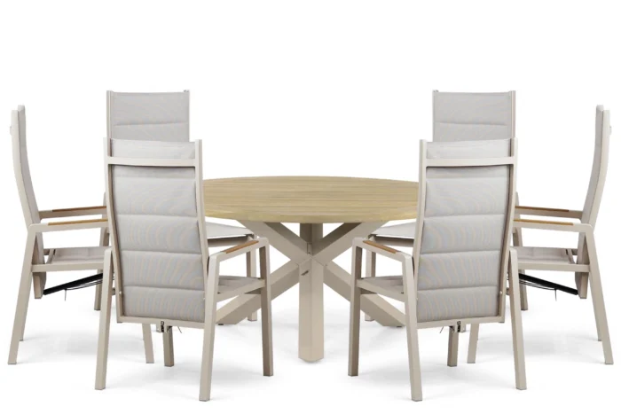 Lifestyle Garden Furniture Essence/Rockville 160 cm dining tuinset 7-delig - Taupe-naturel-bruin