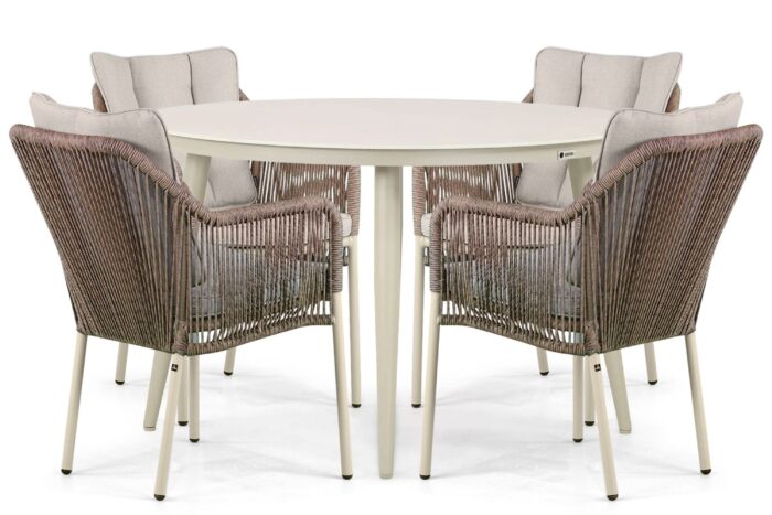 De Laan Projects Lifestyle Marbella/Vienna 120 cm dining tuinset 5-delig – Taupe-naturel-bruin