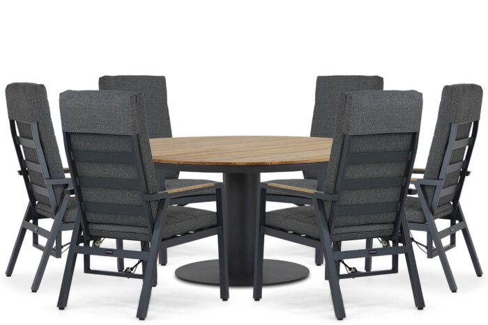 Lifestyle Garden Furniture Marseille/Salerno 160 cm dining tuinset 7-delig – Grijs-antraciet