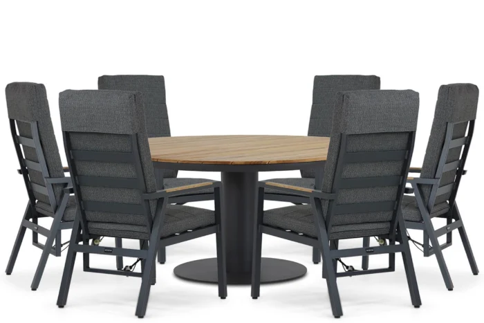 Lifestyle Garden Furniture Marseille/Salerno 160 cm dining tuinset 7-delig - Grijs-antraciet