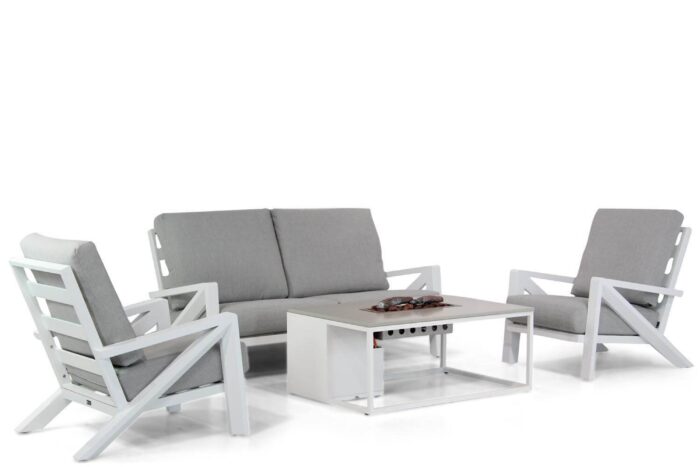 Santika Furniture Cinta/Cosiloft 120 cm stoel-bank loungeset 4-delig – Wit
