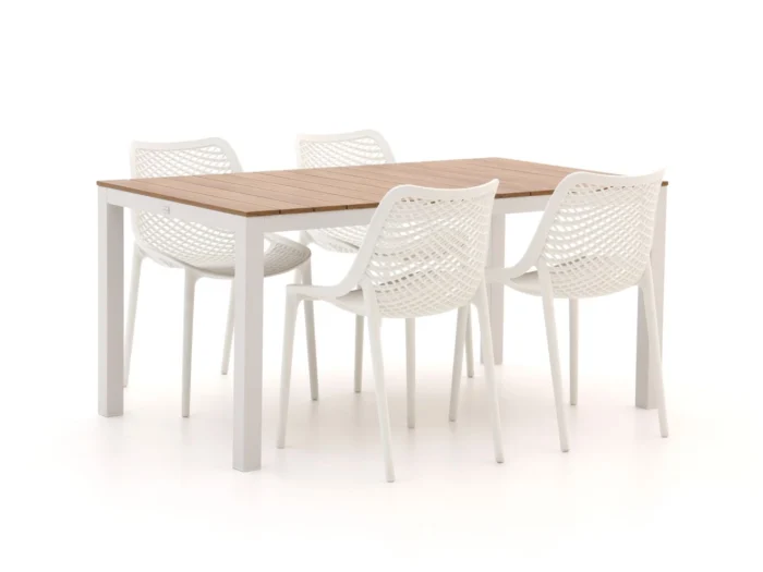 Forza Furniture Ripi/Fidenza 160cm dining tuinset 5-delig stapelbaar - Wit