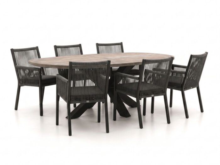 Manifesto Furniture Rivola/ROUGH-Y Ellips 240cm dining tuinset 7-delig