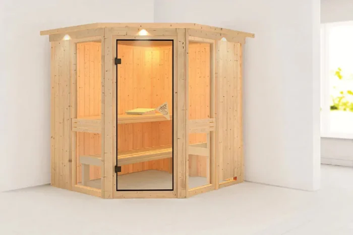 Karibu | Amelia 1 Sauna | Bronzeglas Deur | Kachel 9 kW Externe Bediening