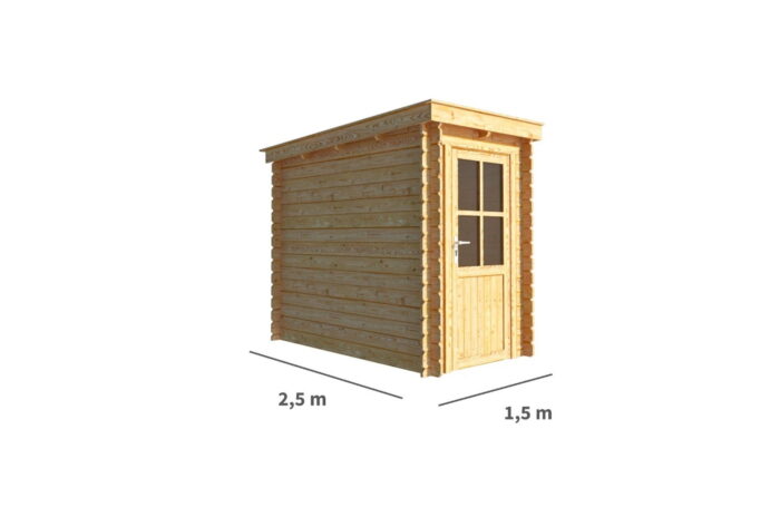 Warentuin collection Blokhut, tuinhuisje Els-Feline 150 cm bij 250 cm diep lessenaarsdak – bruin