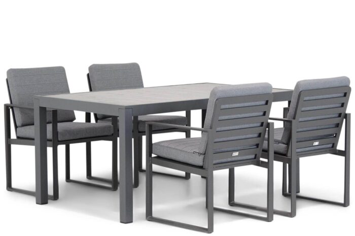 Santika Furniture Zaga/Residence 164 cm dining tuinset 5-delig – Grijs-antraciet