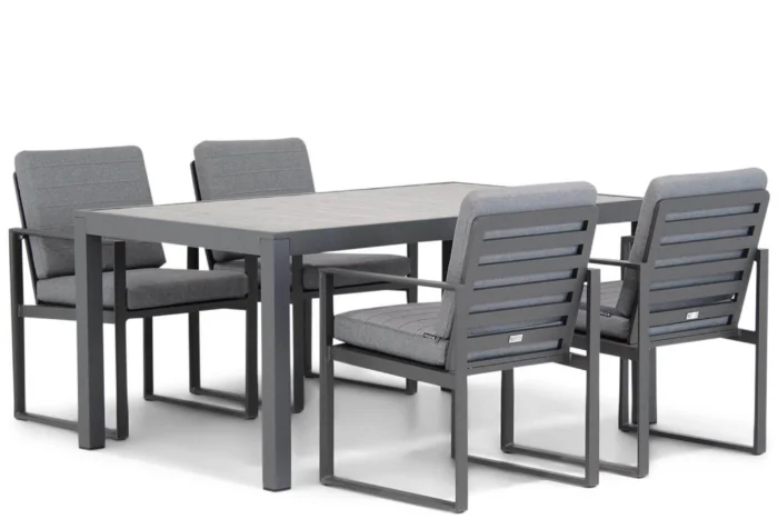 Santika Furniture Zaga/Residence 164 cm dining tuinset 5-delig - Grijs-antraciet