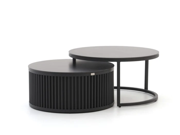 Bellagio tuinmeubelen Oriago lounge tuintafelset ø85cm(h:45cm)/ø78cm (h:36cm) - Zwart