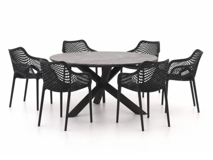 Forza Furniture Ripi/Fidenza ø149cm dining tuinset 7-delig stapelbaar