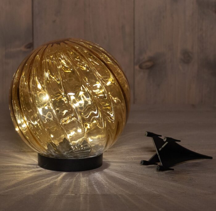 Annas collection Glazen Bol Amber 15 x 18 cm Met Steker solar Anna’s Collection – oranje