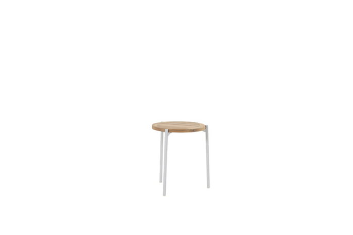 4so Yoga Bijzet Tafel Natural Teak Frost Grey dia. 45 cm – grijs