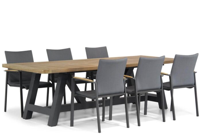 Lifestyle Garden Furniture Brandon/Trente 260 cm dining tuinset 7-delig – Grijs-antraciet