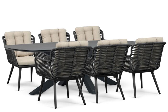 Coco Custa/Voyage 240x120cm dining tuinset 7-delig – Grijs-antraciet