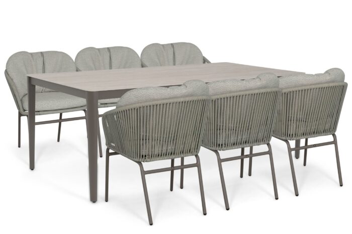 Coco Livo/Livo 210×100 cm dining tuinset 7-delig – Taupe-naturel-bruin
