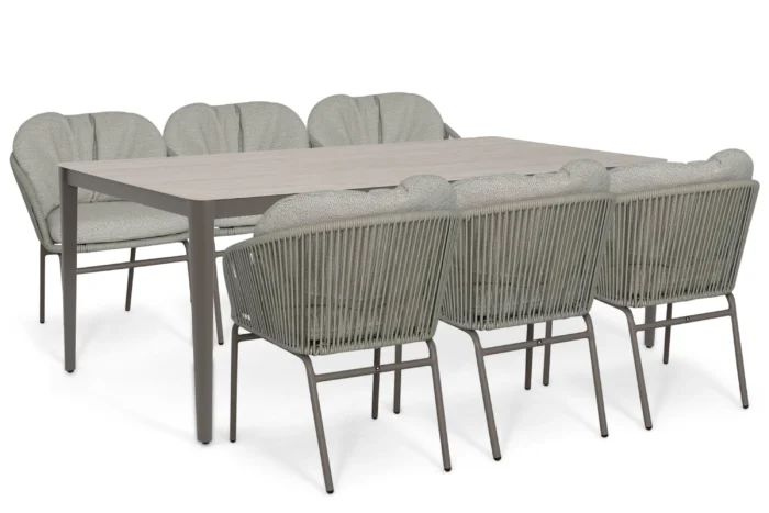 Coco Livo/Livo 210x100 cm dining tuinset 7-delig - Taupe-naturel-bruin