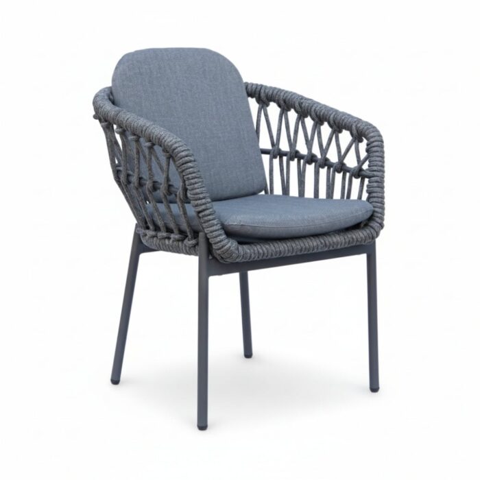 LUX outdoor living Femke dining tuinstoel | touw + aluminium | antraciet