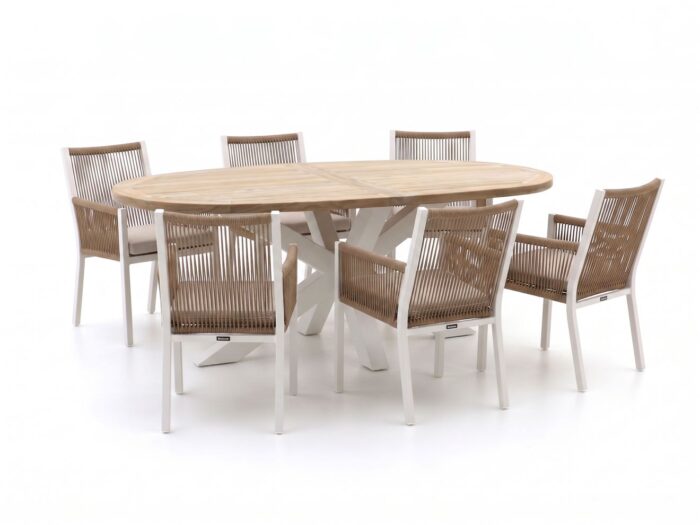 Manifesto Furniture Manifesto Rivola/ROUGH-Y Ellips 200cm dining tuinset 7-delig Laagste prijsgarantie!