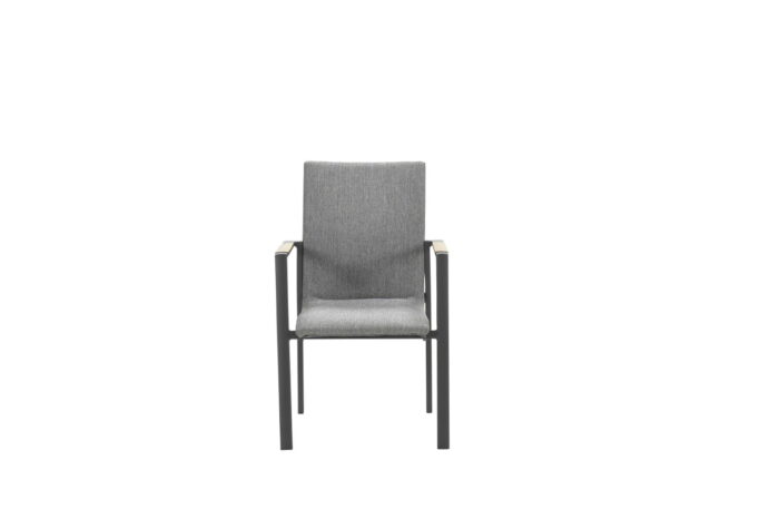 Garden impressions Ottawa dining stoel carbon black/grijs/teak look – zwart