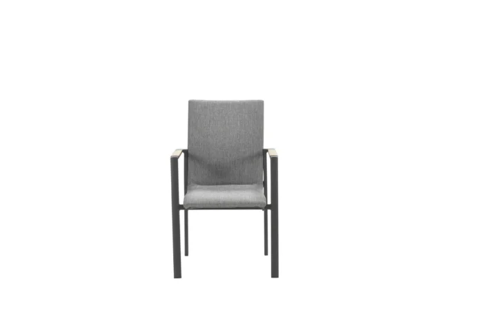 Garden impressions Ottawa dining stoel carbon black/grijs/teak look - zwart