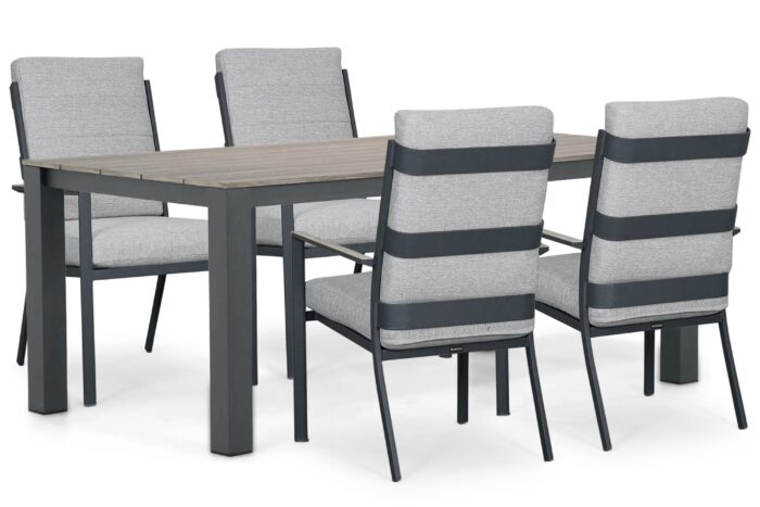 Lifestyle Garden Furniture Lecce/Valley 180×92 cm dining tuinset 5-delig – Grijs-antraciet