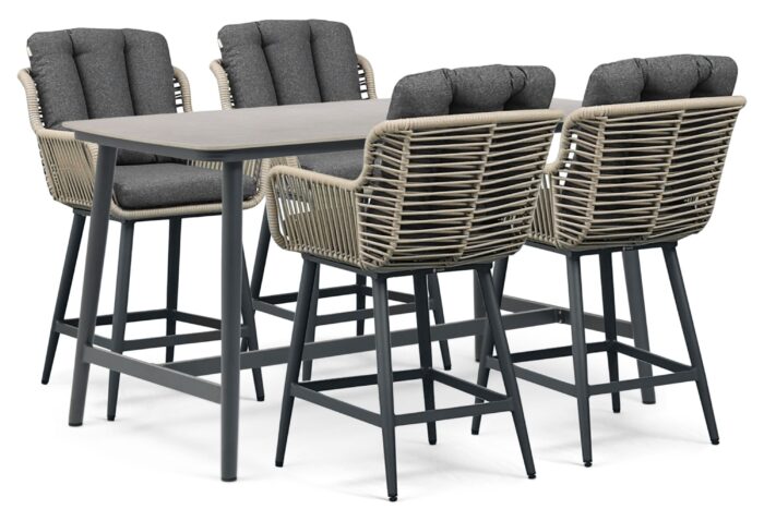 Coco Alto/Sienta 180×90 cm dining tuinset 5-delig – Grijs-antraciet