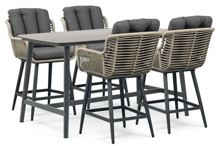Coco Alto/Sienta 180x90 cm dining tuinset 5-delig - Grijs-antraciet