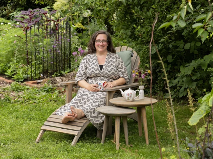 ROUGH Furniture ROUGH-S Adirondack lounge tuinstoel met voetenbank - Bruin