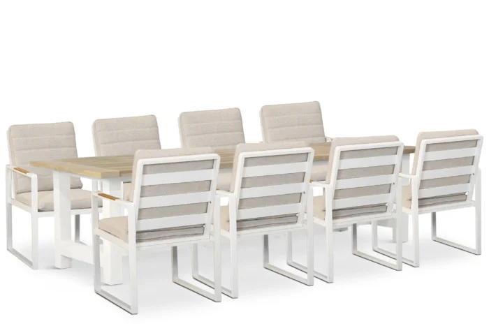 Lifestyle Garden Furniture Alessio/Los Angeles 300x100 cm dining tuinset 9-delig - Wit