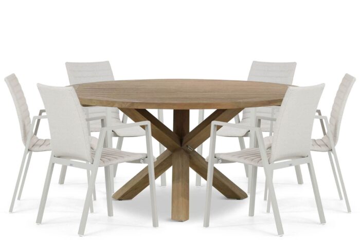 Osmen Joliet/Sand City 160 cm dining tuinset 7-delig – Taupe-naturel-bruin