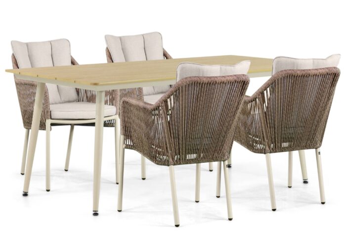 De Laan Projects Laan Marbella/Matale 180 cm dining tuinset 5-delig – Taupe-naturel-bruin